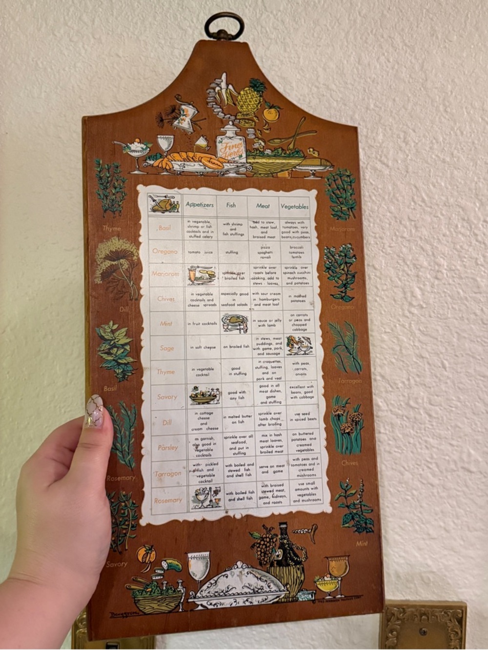 Vintage Wooden Cutting Board with Spices and Recipes